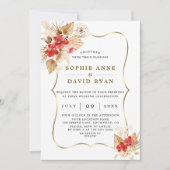 Invitation Pampas du désert Grass Red Orchidées Gold Mariage (Devant)