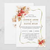 Invitation Pampas du désert Grass Red Orchidées Gold Mariage (Devant / Derrière)