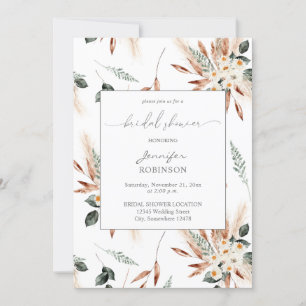 Invitation Pampas en cuivre Boho & Fête des mariées florale B