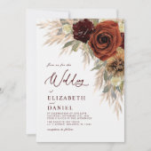 Invitation Pampas en laiton or Rustique Floral (Devant)