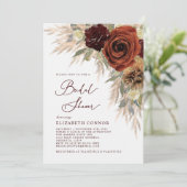 Invitation Pampas en laiton or Rustique Floral Fête des marié (Debout devant)