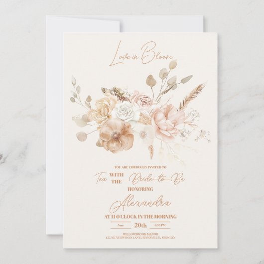 Invitation Pampas en laiton rose doux (Devant)