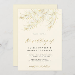 Invitation Pampas en or bohème tropical mariage d'herbe