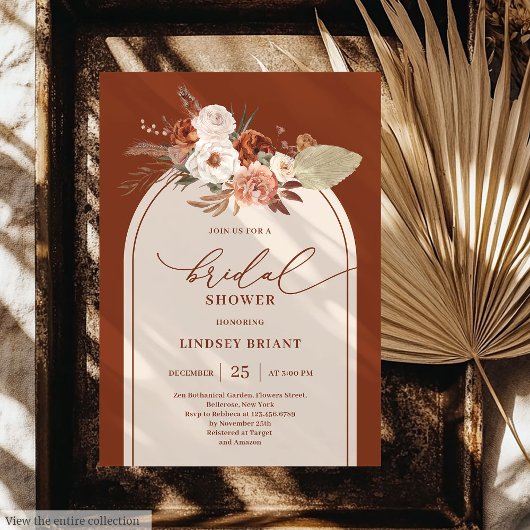 Invitation Pampas en terre cuite moderne Grass Floral Bride