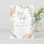 Invitation Pampas et boho verdoyant Oh Baby baby shower (Debout devant)