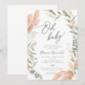 Invitation Pampas et boho verdoyant Oh Baby baby shower (Devant / Derrière)
