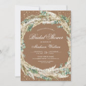 Invitation Pampas Eucalyptus Wreath Beige Tan Bridal Shower (Devant)