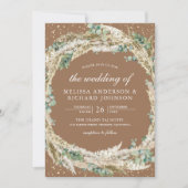 Invitation Pampas Eucalyptus Wreath Beige Tan Wedding (Devant)