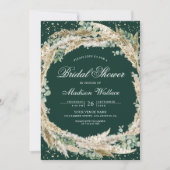 Invitation Pampas Eucalyptus Wreath Emerald Bridal Shower (Devant)