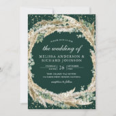 Invitation Pampas Eucalyptus Wreath Emerald Green Wedding (Devant)