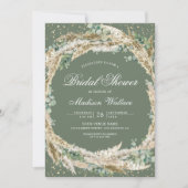 Invitation Pampas Eucalyptus Wreath Sage Green Bridal Shower (Devant)