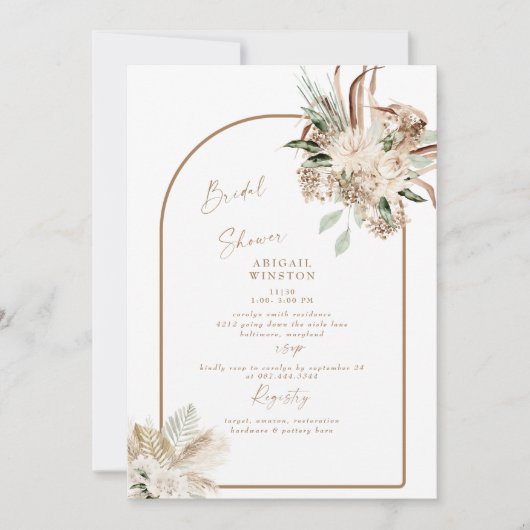 Invitation Pampas Fête des mariées Boho Grass (Devant)