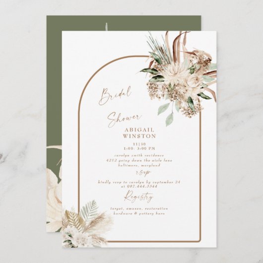 Invitation Pampas Fête des mariées Boho Grass (Devant / Derrière)