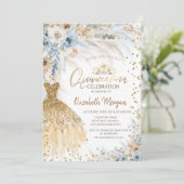 Invitation Pampas Fleurs de laiton Robe Diamants Quinceañera (Debout devant)