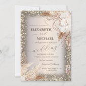 Invitation Pampas Fleurs Grass Sequins Cadre (Devant)