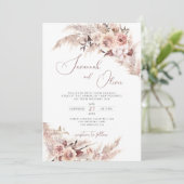 Invitation Pampas Floral Boho Grass Rust Mariage terreux (Debout devant)
