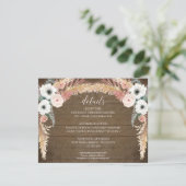 Invitation Pampas Floral Flush Grass Rustique Détails du Mari (Debout devant)