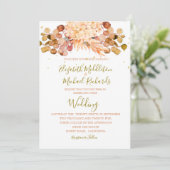 Invitation Pampas Floral Grass Foliage Orange Mariage élégant (Debout devant)