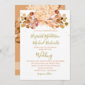 Invitation Pampas Floral Grass Foliage Orange Mariage élégant (Devant / Derrière)