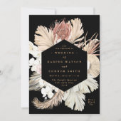 Invitation Pampas Floral Herbe Tropicale Jungle Noir (Devant)