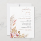 Invitation Pampas Floral Rose Blush Fête de Graduation (Devant)