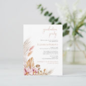 Invitation Pampas Floral Rose Blush Fête de Graduation (Debout devant)