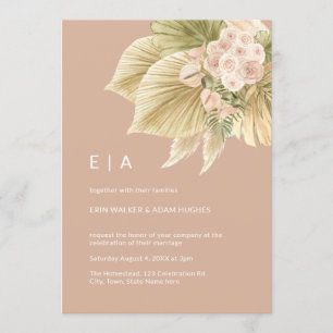 Invitation Pampas Florale Boho Grass Palm Blush Pampas Mariag