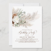 Invitation Pampas Florale de verdure Boho de laiton Anniversa (Devant)
