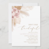 Invitation Pampas florale impénétrable Grass 1er anniversaire (Devant)