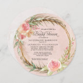 Invitation Pampas Florale Pampas Rose Aquarelle ronde BOHO (Devant / Derrière)