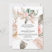 Invitation Pampas Florale Tropicale, Plumes, Rustique | (Devant)