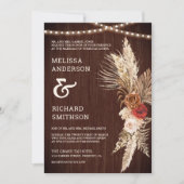 Invitation Pampas Florales Terracotta Rustique et Marron (Devant)