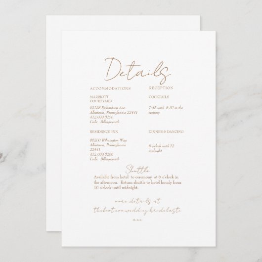 Invitation Pampas Gold Texte Mariage Détail (Devant / Derrière)