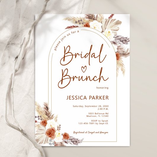 Invitation Pampas Grass Arch Terracotta Boho Bridal Brunch