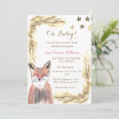 Invitation Pampas Grass Baby Girl Aquarelle rose Beige (Debout devant)