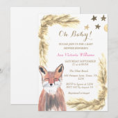 Invitation Pampas Grass Baby Girl Aquarelle rose Beige (Devant / Derrière)