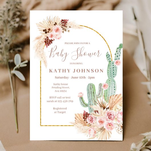 Invitation Pampas Grass Baby shower mexicain Fiesta