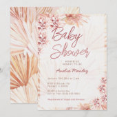 Invitation Pampas Grass Baby shower Neutre Fille Garçon Bohèm (Devant / Derrière)