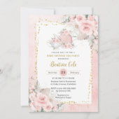 Invitation Pampas Grass Blush Floral Tea Party Baby shower (Devant)