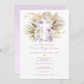 Invitation Pampas Grass Bohème Baptême Boho Christening (Devant / Derrière)
