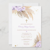 Invitation Pampas Grass Bohème Baptême Boho Christening (Devant)
