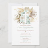 Invitation Pampas Grass Bohème Baptême Boho Christening (Devant)
