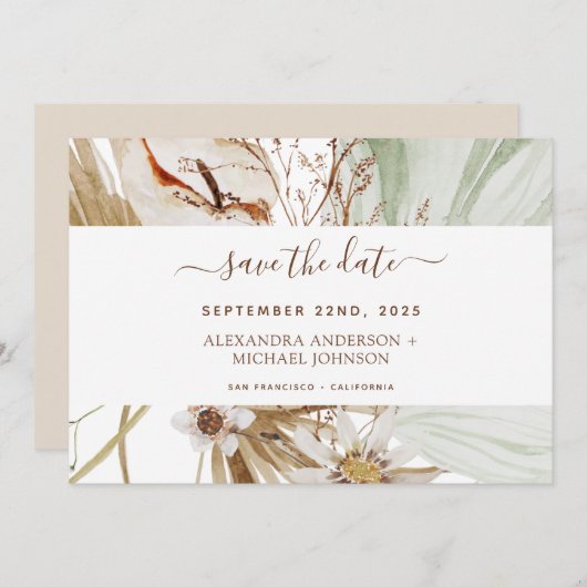 Invitation Pampas Grass Bohème Bohème Bohème Enregistrer la d (Devant / Derrière)