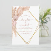 Invitation Pampas Grass Bohème Bohème Mariage Tropical Invita (Debout devant)
