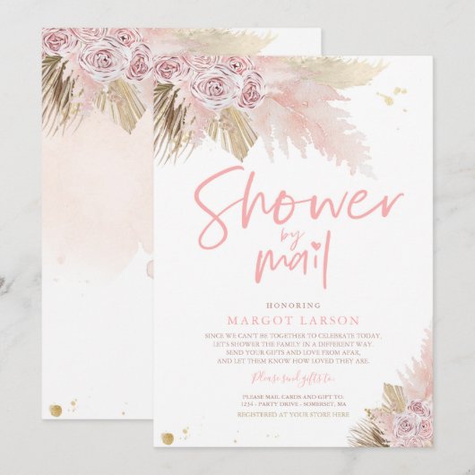 Invitation Pampas Grass Bohème Douche Par Baby shower Courrie (Devant / Derrière)