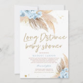 Invitation Pampas Grass Bohemian Long Distance Baby shower (Devant)