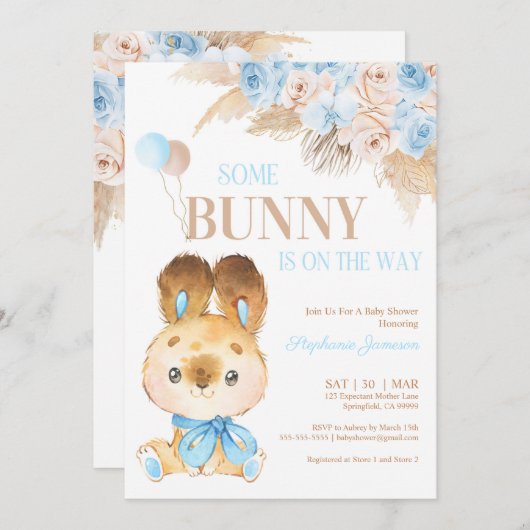 Invitation Pampas Grass Bohemian Tropical Desert Baby shower (Devant / Derrière)