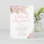 Invitation Pampas Grass Bohemian Virtual Zoom Baby shower (Debout devant)