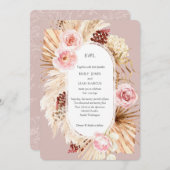 Invitation Pampas Grass Boho aquarelle Dusty Rose mariage (Devant / Derrière)