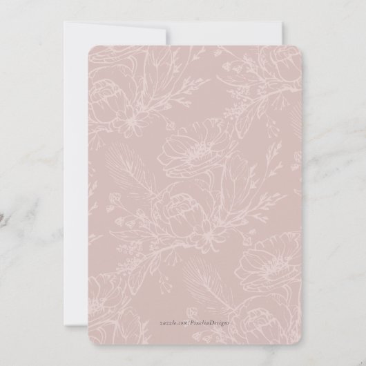 Invitation Pampas Grass Boho aquarelle Dusty Rose mariage (Dos)